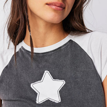 Stardom Raglan Baby Tee - Black/White