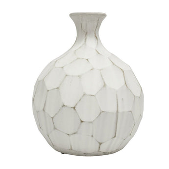 Modern White Wash Ceramic Vase - Ivory & Beech
