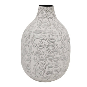 Metal Vase - White Scratch -  Ivory & Beech