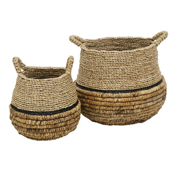 Quality Honeycomb Baskets - Natural & Black Set of 2 - Ivory & Beech