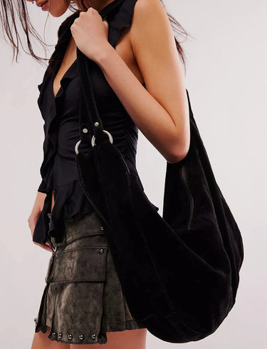 Roma Suede Tote - Black