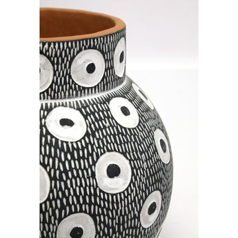 27cm x 28cm Ziika Cement Vase - Black and White