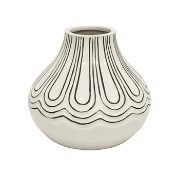 Black & White Ceramic Vase - Ivory & Beech