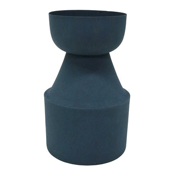Unique Modern Petrol Blue Iron Vase - Ivory & Beech