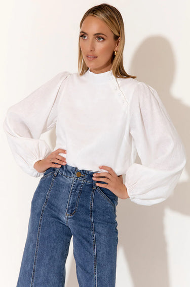 Reign Linen Top - White