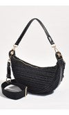 Sienna Crescent Paper Weave Handbag - Black