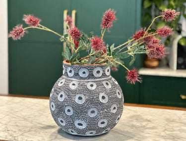 Frosted Sea Urchin Spray - Burgundy 70cm