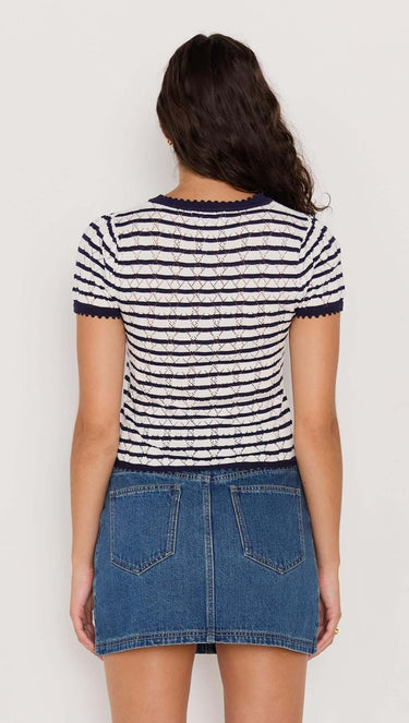 Chloe Striped Knit Tee - Blue/White