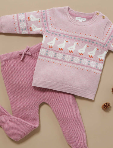 Knitted Footed Leggings - Hyacinth