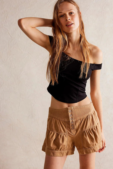 Fleur Denim Shorts- Washed Brown