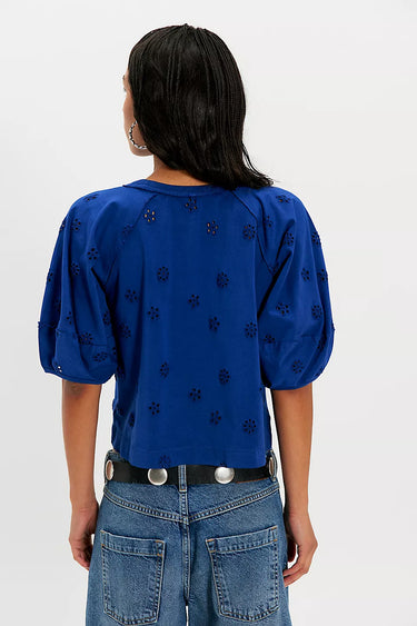 Jessie Eyelet Tee - Navy