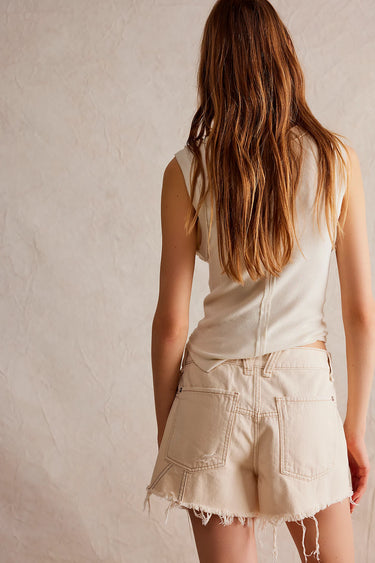 Now or Never Denim Short - Ecru