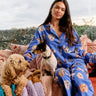Dog Park Blue Flannelette Adult Long Sleeve PJ Set