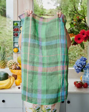 Jewel of the Nile Tartan Linen Tea Towel