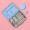 Five Compartment Stainless Steel Bento Lunch Box - Blue Seal & Lids